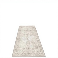 3x12 Polyester Tufted Runner Rug Beige Washable Vintage Retro Distressed Non-Slip Low Pile Soft for Kitchen Living