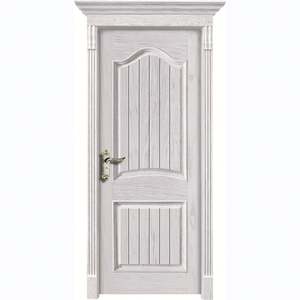 Porte en bois massif de style classique sur mesure avec cadre et quincaillerie, porte intérieure de luxe, porte en bois blanc avec motif sculpté - Product Image 2
