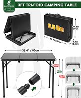 Table de camping pliable de 3 pieds avec filet de rangement, 3 hauteurs réglables, table portable avec poignée pour barbecue en plein air, jardin, pique-nique