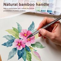 Ensemble de pinceaux d'artiste LUOYA, 10 pièces, poils en nylon, manches en bois - Pinceaux ronds pour détails, pour acrylique, aquarelle, gouache (noir)
