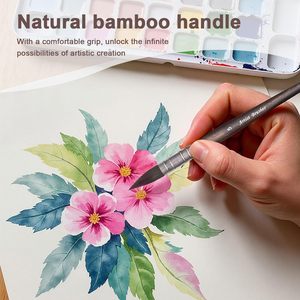 Ensemble de pinceaux d'<span class=keywords><strong>artiste</strong></span> LUOYA, 10 pièces, poils en nylon, manches en bois - Pinceaux ronds pour détails, pour acrylique, aquarelle, <span class=keywords><strong>gouache</strong></span> (noir) - Product Image 6