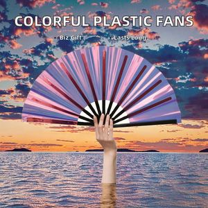 Abanicos Plegables de PVC de Color Sólido Personalizados para Decoración del Hogar, Bodas, Fiestas y Bailes de Verano, Artesanías de Plástico Hechas a Mano - Product Image 3