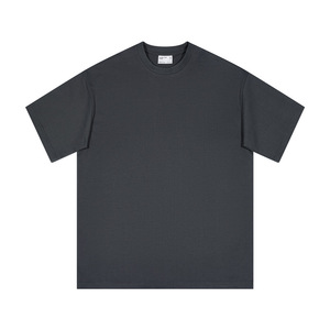 Algodón peinado 300G algodón pesado manga corta hombres cuello redondo Camiseta Retro suelta Base camisa moda americana marca Top - Product Image 4