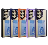 Support en métal transparent anti-chute avec insertion de carte Logo personnalisé Nouvelle coque de téléphone pour appareils mobiles Samsung S24U S23U S22U