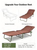 Lit de camping pliable à 5 positions réglables avec cadre métallique, chaise longue inclinable portable pour le camping, la plage, la piscine et l'extérieur