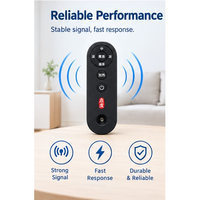 Mini télécommande universelle 7 boutons noire décorative moderne, compatible IR 433 MHz et 2.4G, personnalisable