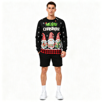 Sweat-shirt à col rond pour homme avec impression intégrale personnalisée de gnome de Noël pour les fêtes de Noël