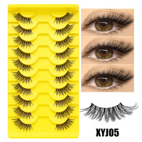 Vente en gros populaire demi-cils oeil de chat tige claire faux cils queue allongée demi-oeil naturel petits cils 10 paires