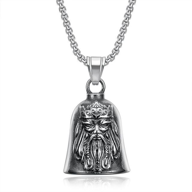 Custom Designed Gothic Skull Hand Bell Pendant Necklace Stainless Steel Biker Jewelry Link Chain Trendy Style for Engagement