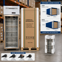 Réfrigérateur commercial vertical à porte vitrée simple pour boissons, avec refroidissement par ventilateur et éclairage LED, idéal pour café, salon de thé, pub