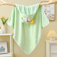 Factory Price Children's Hooded Towel Soft Absorbent Polyester Bathing Towel Velvet Coral Fleece for Baby's Bathroom