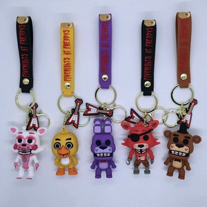 Hot Selling 3D Rubber Pop Keychain Horror Anime Midnight Bear Freddy Keychains Backpack Pendant Horror Car Key Chain