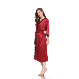 Robe longue de mariée sexy en gros, peignoir de luxe en soie satinée <span class=keywords><strong>et</strong></span> dentelle, robe personnalisée en satin pour mariée, <span class=keywords><strong>spa</strong></span> nuptial - Product Image 4