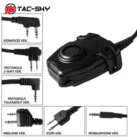 TAC-SKY Headset taktis U94 PTT tombol Walkie-Talkie Headset Plug adaptor Airsoft Radio menembak earmuff penggunaan