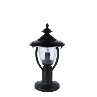 Lampadaire extérieur classique moderne avec lanterne en verre transparent