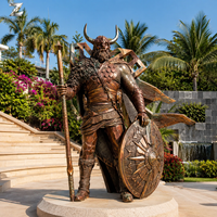 Statue de guerrier viking en bronze, artisanat métallique, sculpture artisanale durable grandeur nature pour la décoration de musées, parcs, places et hôtels