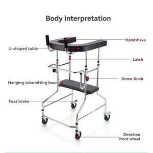 Foldable Rollator Walker with <strong>Seat</strong> for Seniors, 4-Wheeled <strong>Walking</strong> <strong>Frame</strong> with Wheels, Rehabilitation Walker for Stroke Patients - Product Image 1