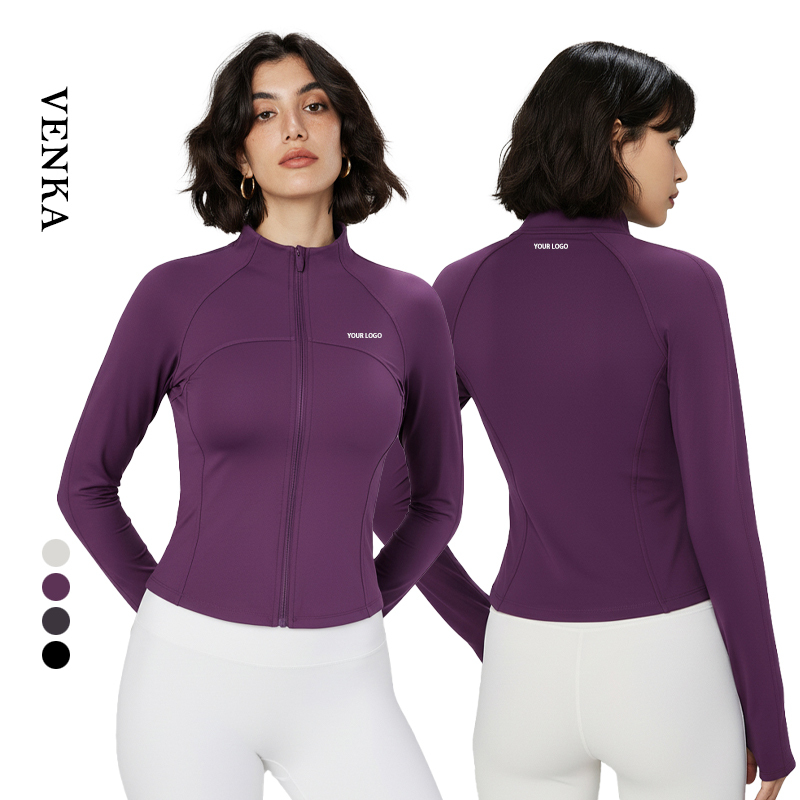 Autumn and Winter Thickened Women Stand Collar Slim Fit Sports Top Athletic Wear Full Zip up Female Long Sleeve Yoga Jacket