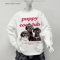 T-shirts à manches longues pour hommes, style streetwear, basiques, légers, coupe ample, imprimé lettres et motif chien de dessin animé, OEM