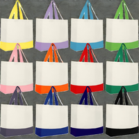 Nouveau chaud en gros 100% coton blancs Sublimation lin sac fourre-tout Colorblock saint valentin cadeaux sac à provisions
