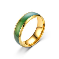 Sept couleurs changement couleur humeur anneau température émotionnelle pierre précieuse mode température sensible lampe vitrée anneau en acier inoxydable