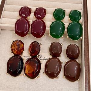 Pendientes de moda con diseño ovalado de resina, joyería de fiesta para mujer, estilo vintage - Product Image 3