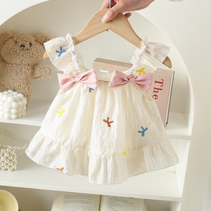 2025 estate vestiti per neonati dolci floreali per bambine con fiocco Casual a maglia floreale - Product Image 2