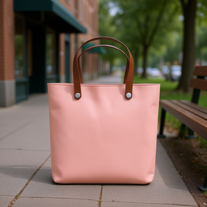 Bolso Tote Rosa Estilo Multibag con Asas Marrones para Uso Diario - Product Image 3