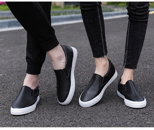 Scarpe estive Casual da uomo e da donna scarpe Slip-on da uomo in pelle per il tempo libero scarpe bianche per gli amanti dello studente - Product Image 4