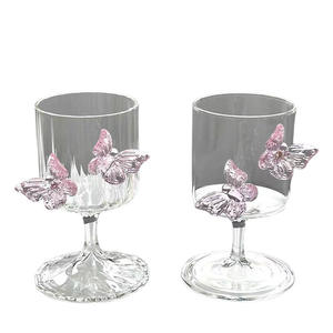 Grande <span class=keywords><strong>tasse</strong></span> en verre d'été moderne de style Ins Photos d'eau papillon transparent pour boissons froides Jus de glace pour champagne - Product Image 3