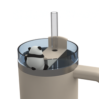 Capuchon de paille Panda amusant, breloque décorative pour couvercle de tasse, accessoire pour gobelets et bouteilles d'eau de 30oz et 40oz