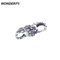 Fermoir de bracelets à pression à double verrouillage en forme de fleur en argent sterling 925 oxydé pour bijoux en cuir