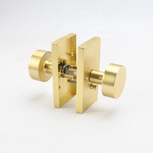 Gaya Amerika privasi pegangan pintu Interior Satin kuningan kamar tidur Matt hitam kamar mandi Modern Gagang pintu bulat kunci persegi panjang - Product Image 2