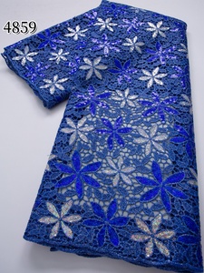 Tessuto in pizzo <span class=keywords><strong>guipure</strong></span> africano 4859, stile nigeriano con paillettes di lusso, pizzo solubile in acqua, tessuto francese per abiti da festa - Product Image 6