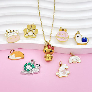 กำไลข้อมือสแตนเลสสตีล 316L ชุบทอง 14k 18k PVD ลายการ์ตูนน่ารักแบบกำหนดเอง DIY พร้อมจี้ห้อยน่ารักๆ สำหรับสร้อยข้อมือและสร้อยคอ - Product Image 3