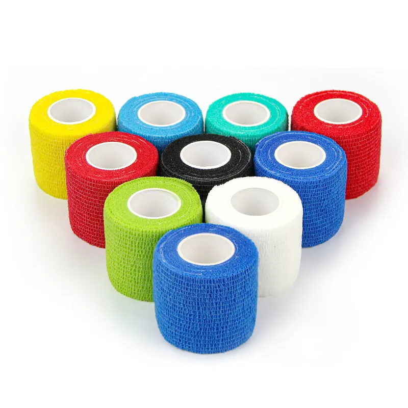 Printed solid color cohesive self-adhesive elastic bandage