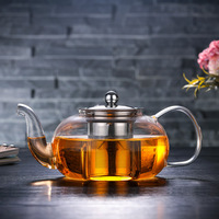 Théière en verre épaissi résistant à la chaleur bouilloire à thé avec infuseur à thé en acier inoxydable cafetière en verre