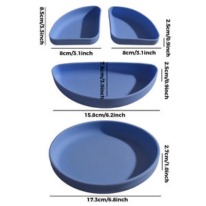 Juego de Platos de Silicona con Forma de Animales de Dibujos Animados de la Serie Azul, con Tapa y Plato Dividido para la Comida de Bebés y Niños Pequeños, Platos para Niños con Logotipo Personalizado - Product Image 2