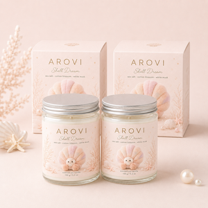Arovi - Vela Aromática de Cera de Soya con Aroma a Conchas Marinas, 150g, con Tapa de Lata Plateada y Caja de Regalo Personalizada para Spa y Fragancia del Hogar - Product Image 4