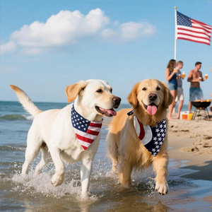 Pañuelo Reversible de Algodón Patriótico <span class=keywords><strong>para</strong></span> Mascotas, Perros y Gatos, Lavable y Ajustable, <span class=keywords><strong>para</strong></span> el Día de San Juan Bautista - Product Image 2
