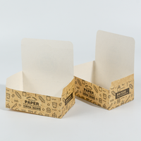 Emballage de fast-food avec logo personnalisé Récipient alimentaire en papier jetable à emporter pour frites hamburgers stratifié mat pour plus de facilité