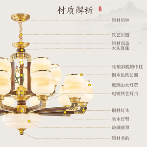 Modern Chinese Style Chandelier Solid Wood Enamel Finish Multi Head Led <b>Light</b> For Living Room Teahouse Dining Room - Product Image 1