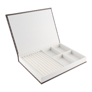 Boîte à bijoux en cuir PU en forme de livre, récupérable, grande capacité de rangement et d'organisation pour bagues, colliers et bracelets - Product Image 3