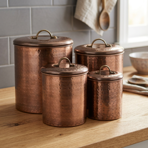 Copper Antique Lacquer Eco-Friendly Food Canister Set with Freshness Preservation - Product Image 3