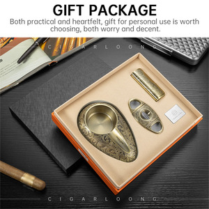 CIGARLOONG Nuevo Set <span class=keywords><strong>de</strong></span> Regalo <span class=keywords><strong>de</strong></span> Accesorios para Cigarros 3 en 1, Estilo Vintage, Cenicero, Cortador y Encendedor, Accesorios Portátiles para Fumar - Product Image 6