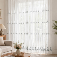Nouveauté : Rideaux en voile brodés de style européen, rideaux de fenêtre en voile blancs à broderie florale de luxe léger