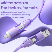 Câble de charge 4 en 1 Silicone coloré 1M 100W PD 6A USB A/C à C/L Câble de chargeur USB multiple 4 en 1 pour appareils tout-en-un