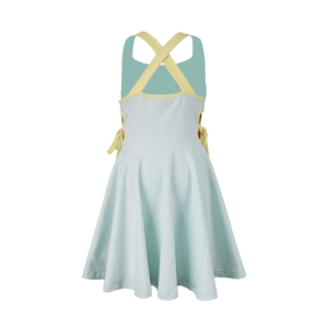 Vestido sin mangas para niñas, color verde menta <span class=keywords><strong>y</strong></span> amarillo pálido, con aberturas laterales, lazo <span class=keywords><strong>y</strong></span> falda acampanada, estilo casual, diario, festivo, lindo <span class=keywords><strong>y</strong></span> elegante. - Product Image 3