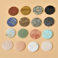 30mm Bubuk Batu Alam Kristal Putih Agate Potongan Bulat Giok Aksesoris DIY Gelang Kalung
