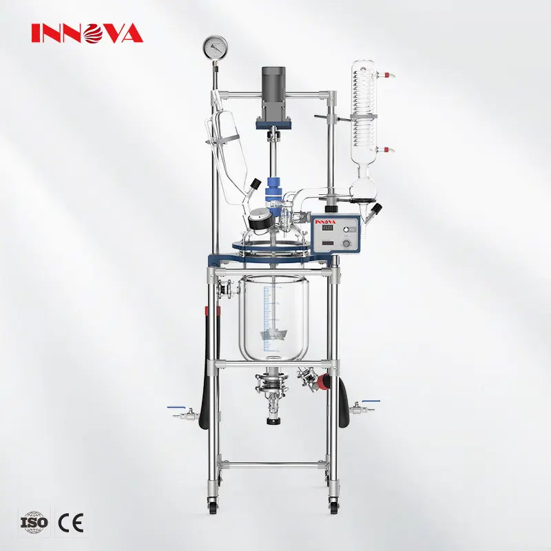 Innova ห้องปฏิบัติการเคมีไบโอนักออกแบบแก้วแจ็กเกตเครื่องกวนเคลือบ10L 5L 20L 50L 200L 100L แก้วสองชั้นเครื่องปฏิกรณ์